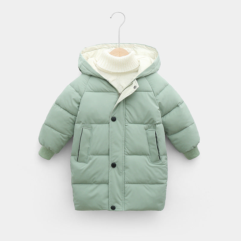 Children's down padded jacket thick mid-length