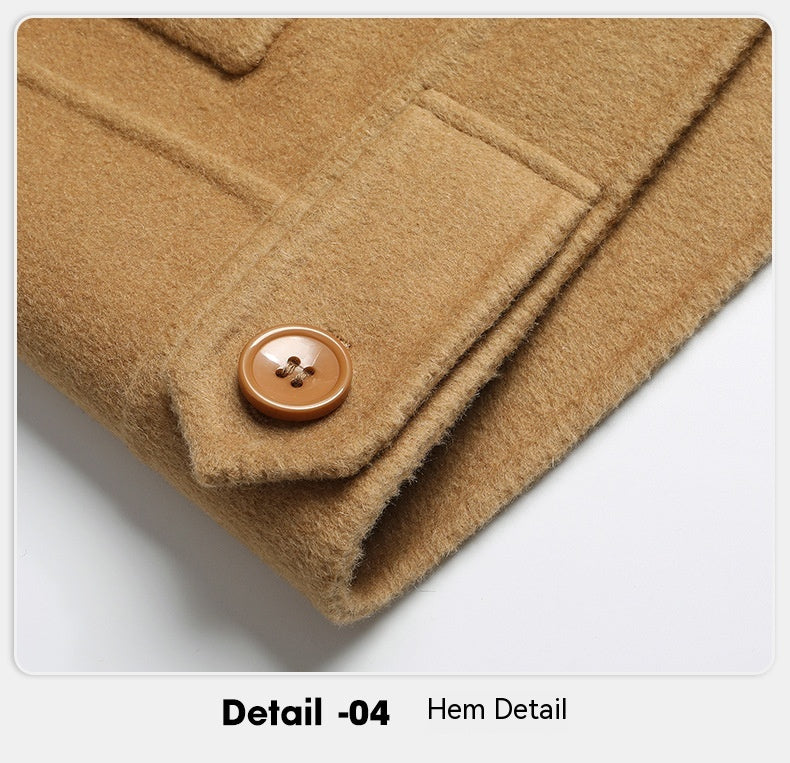 Handmade Double-faced Woolen Goods Jacket Lapel Zipper Coat