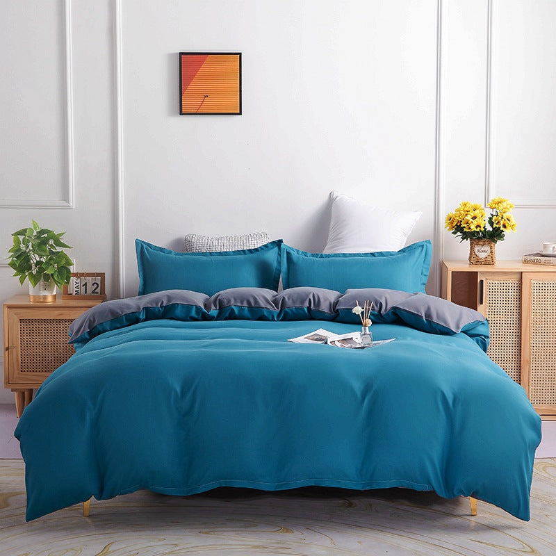 Pure Color Double-sided Four-piece Bedding Set