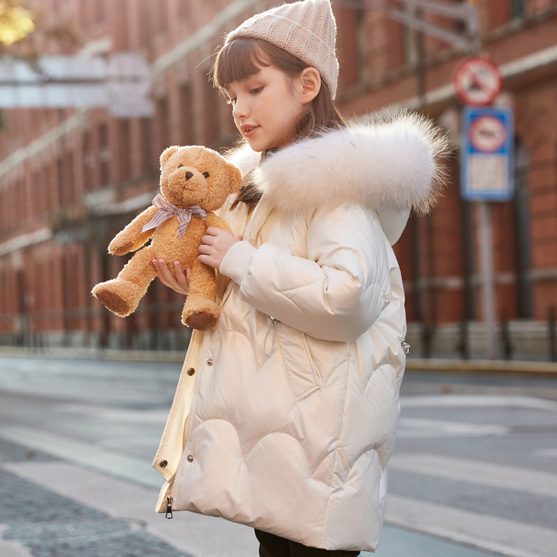 Girl's Down Coat Mid-length Thickened Coat